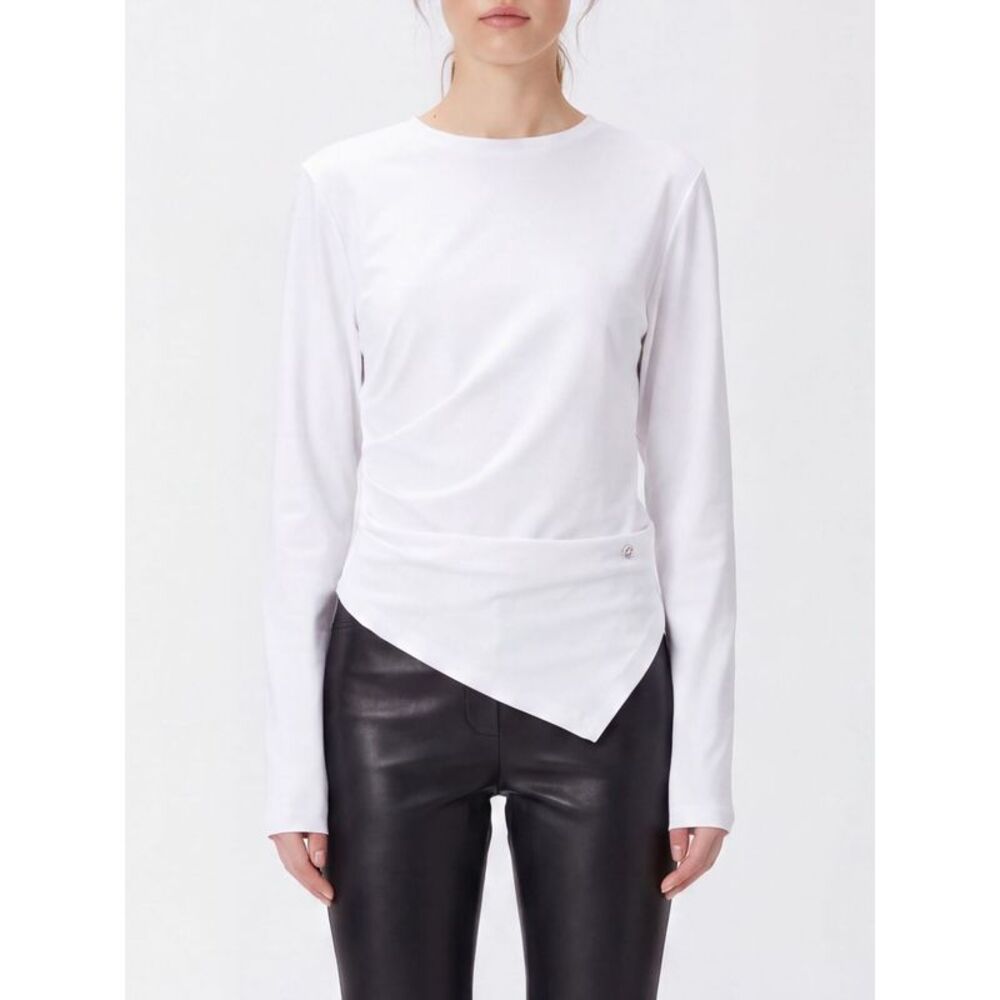 Ganni Women Asymmetric Long-Sleeved T-Shirt Ganni In Organic Cotton